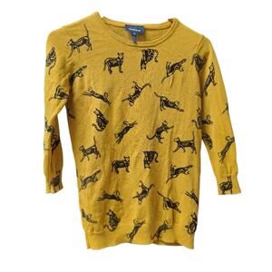 Modcloth Trick or Treat cat Skelton 3/4 sleeve pullover sweater XS EXTRA Small